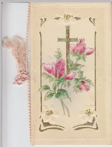 (9487) AK Konfirmation, Prägekarte, mehrseitig, Rosen, Kreuz 1914