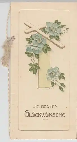 (9485) AK Konfirmation, Prägekarte, mehrseitig, Rosen, Kreuz, vor 1945