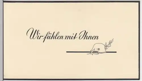 (9334) Kondolenzkarte mit Umschlag, Soldatenhelm 1933-45