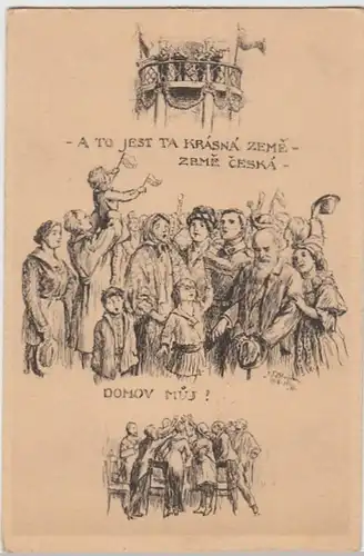 (9321) Künstler AK J. T. Blazek, Erste Tage tschechischer Freiheit, vor 1945