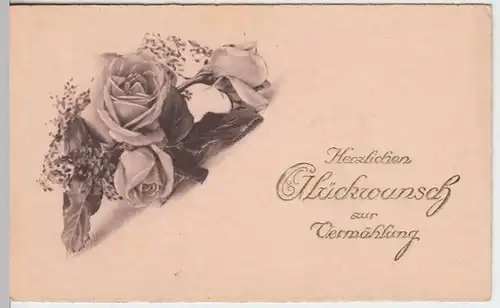 (9296) Glückwunschkarte Hochzeit, Rosen, vor 1945