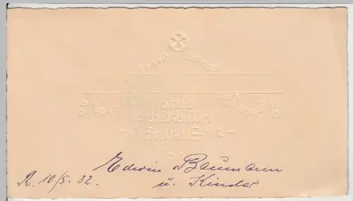 (9289) Glückwunschkarte Hochzeit, Prägekarte 1932