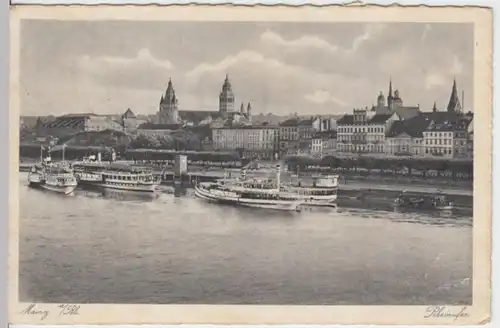 (9233) AK Mainz, Dampfschiffe, Dom, vor 1945
