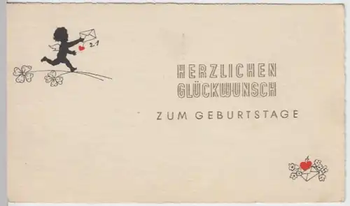 (9178) AK Geburtstag, Engel, Brief, Klee, Herz, vor 1945