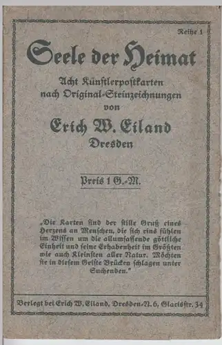 (9168) Künstler AK Erich W. Eiland, Seele der Heimat, 8er Set, vor 1945