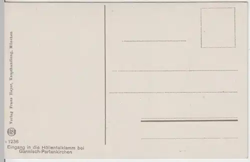 (8778) AK Höllentalklamm, Wetterstein., Eingang, vor 1945