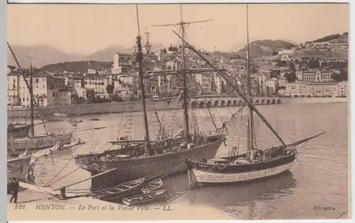 (8655) AK Menton, Hafen, Segelboote, vor 1945