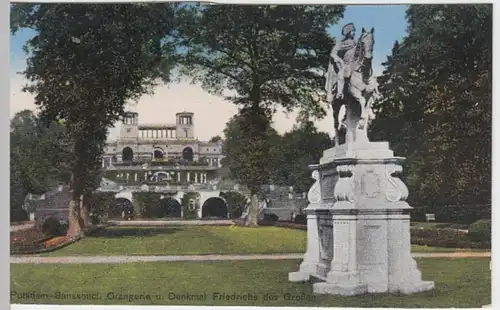 (8638) AK Potsdam, Sanssouci, Orangerie, Friedrichsdenkmal, vor 1945