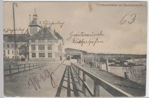 (8585) AK Geestemünde, Bremerhaven, Fischereihafen, vor 1945