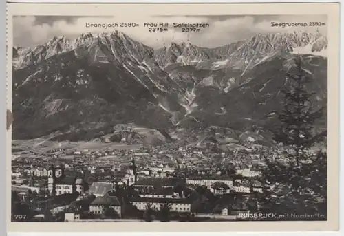 (8553) Foto AK Innsbruck, Panorama, Nordkette, vor 1945