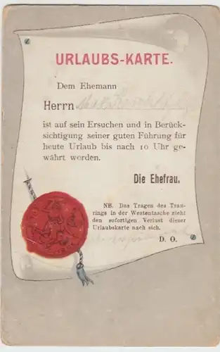 (8474) AK Sprüche, Urlaubskarte, Dem Ehemann... 1911