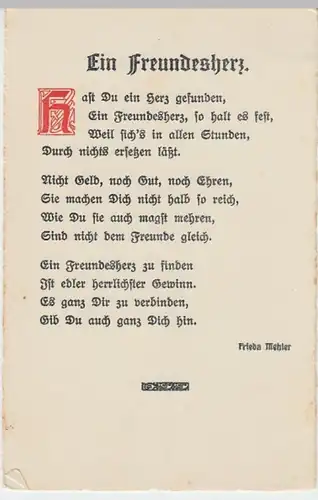 (8388) AK Spruch >Ein Freundesherz< v. Frieda Mehler vor 1945