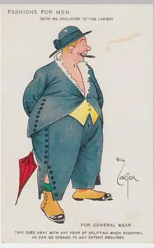 (8306) AK Scherzkarte, Fashions For Men vor 1945