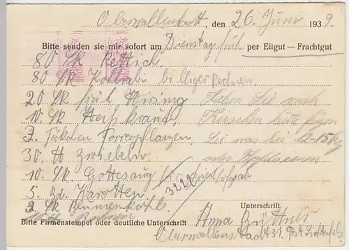(8248) Postkarte DR Johann Schumm jr. Bamberg 1939