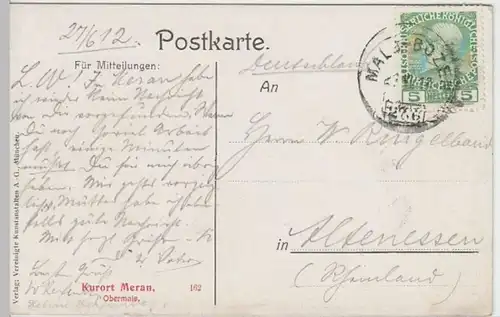 (8188) AK Obermais, Meran, Merano, Panorama 1912