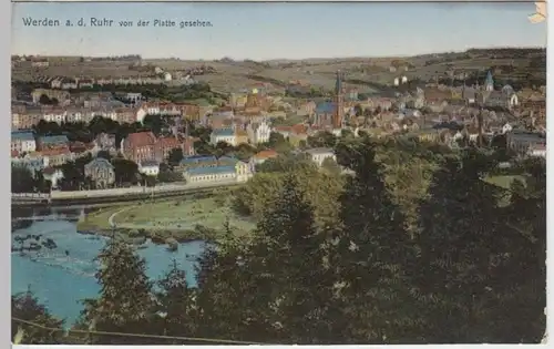 (8096) AK Werden an der Ruhr, Panorama v.d. Platte 1910
