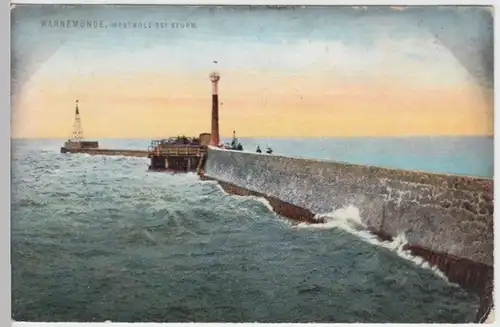 (8092) AK Warnemünde, Westmole 1910