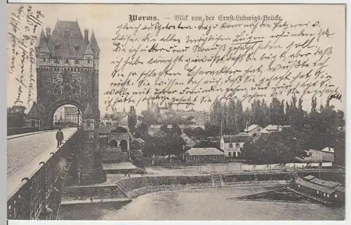 (8083) AK Worms, Rhein, Ernst -Ludwig- Brücke, Nibelungenbrücke 1907