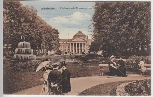 (8025) AK Wiesbaden, Kurhaus, Blumengarten 1911