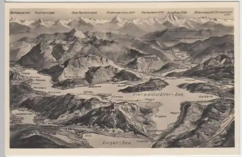 (8015) AK Vierwaldstättersee, Karte, vor 1945
