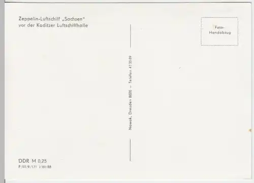 (7927) Foto AK Zeppelin LZ 17 Sachsen, Kaditz, Nachdruck 1988