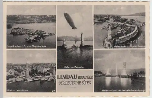 (7910) AK Lindau, Mehrbildkarte mit Zeppelin 1940er