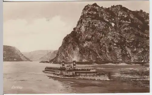 (7803) AK St. Goarshausen, Loreley, Dampfschiff, vor 1945