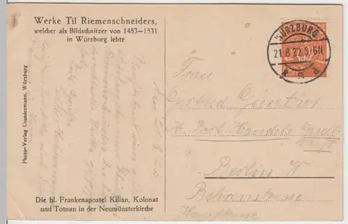 (7787) AK Würzburg, Neumünster, Apostel, Mi-Nr. 169, 1922