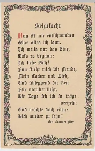 (7681) AK Dichtung, Eva Leonore Mey, Sehnsucht, vor 1945