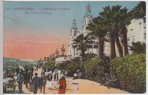 (7523) AK Monte Carlo, Le Theatre et Terrasses 1923