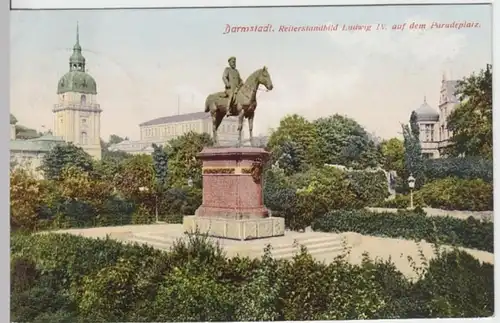 (7473) AK Darmstadt, Denkmal Ludwig IV., Paradeplatz, Bahnpost 1912