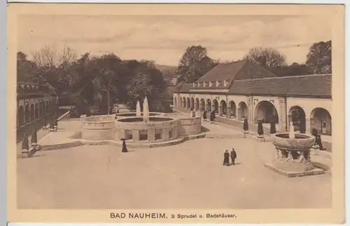(7452) AK Bad Nauheim, Sprudel, Badehäuser 1911