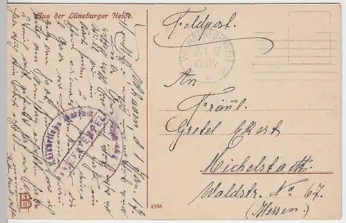 (7415) AK Lüneburger Heide, reetgedecktes Haus, Feldpost 1917