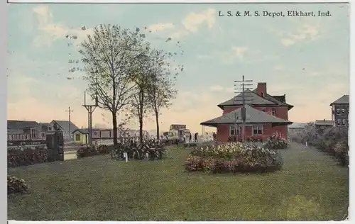 (7313) AK Elkhart, Indiana, L.S. u. M.S. Depot 1911