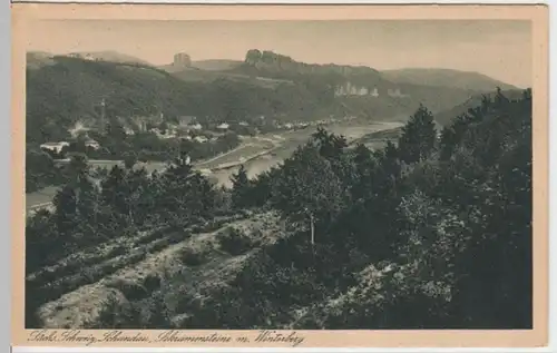 (7291) AK Bad Schandau, Schrammsteine, Winterberg 1928