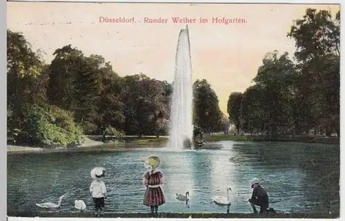 (7228) AK Düsseldorf, Hofgarten, Weiher 1912