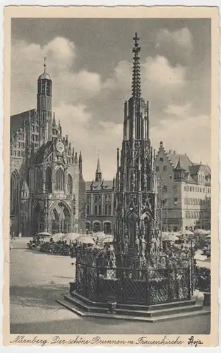 (7202) AK Nürnberg, Schöner Brunnen, Frauenkirche, vor 1945