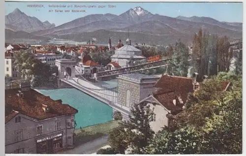 (7150) AK Innsbruck, Kettenbrücke, Hungerburgbahn, um 1912