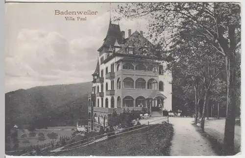 (7031) AK Badenweiler, Schwarzwald, Villa Paul, um 1906