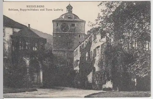 (7012) AK Heidelberg, Schloss, Turm Ludwig, Bahnpost 1927
