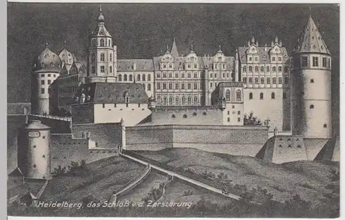 (6959) Künstler AK Heidelberg, Schloss vor Zerstörung, vor 1945