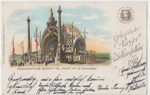 (6923) AK Gruß von der Pariser Weltausstellung 1900, Eingang