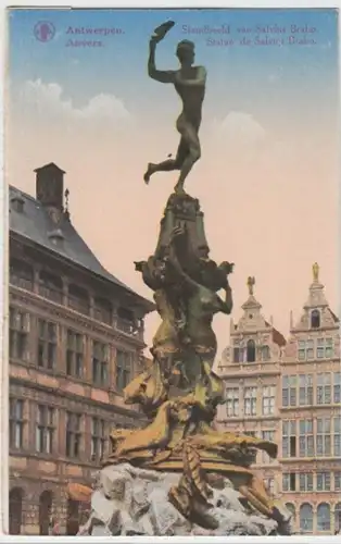 (6922) AK Antwerpen, Anvers, Brabobrunnen, Feldpost 1918