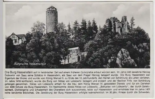 (6846) AK Platz, Miso, Böhm. Erzgeb., Burg Hassenstein, vor 1945