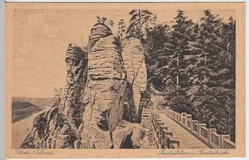 (6827) AK Bastei, Sächs. Schweiz, Brücke, vor 1945