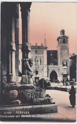 (6643) AK Ferrara, Eingang Kathedrale, Uhrenturm, vor 1945