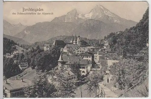 (6631) AK Berchtesgaden, Ortsansicht, Watzmann 1909