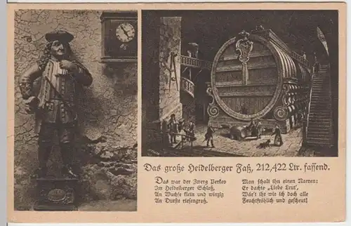 (6629) AK Heidelberg, Großes Fass, Perkeo 1926