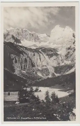(6438) Foto AK Höllental, Wetterstein., Zugspitze, Riffelspitze, vor 1945