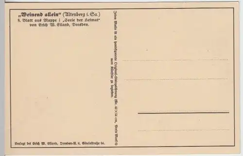 (6304) Künstler AK Erich W. Eiland, Weinend allein, vor 1945